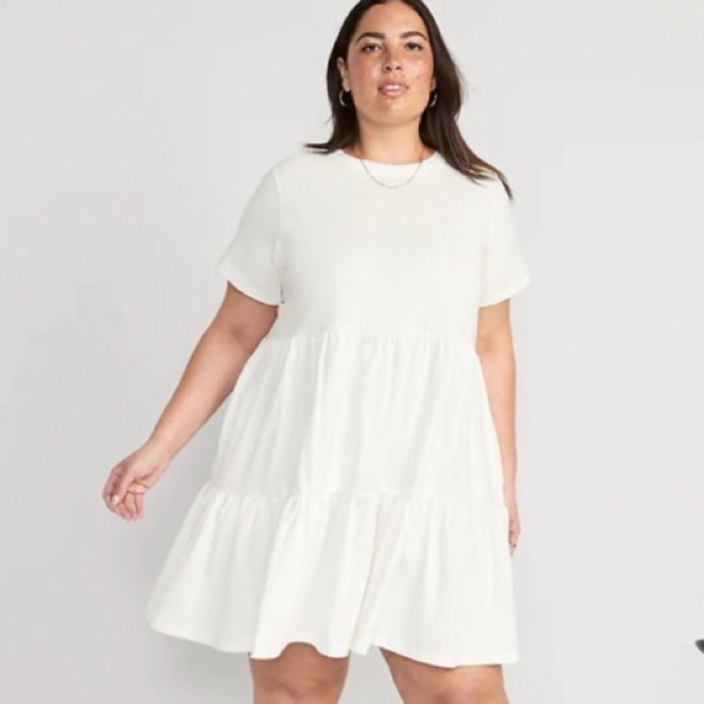 NWT! Ivory Tiered Mini Swing T-Shirt Dress for Women - Small 💜 - Picture 7 of 10